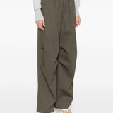 Pantaloni con cintura a doppio strato e logo in verde Alexander wang - donna 