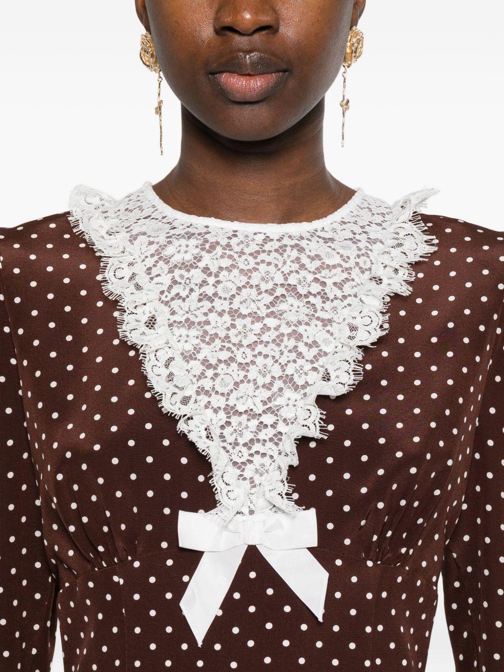 Abito midi a pois in marrone Alessandra Rich - donna 