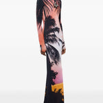 Abito maxi con stampa e cristalli multicolore Rabanne - donna 