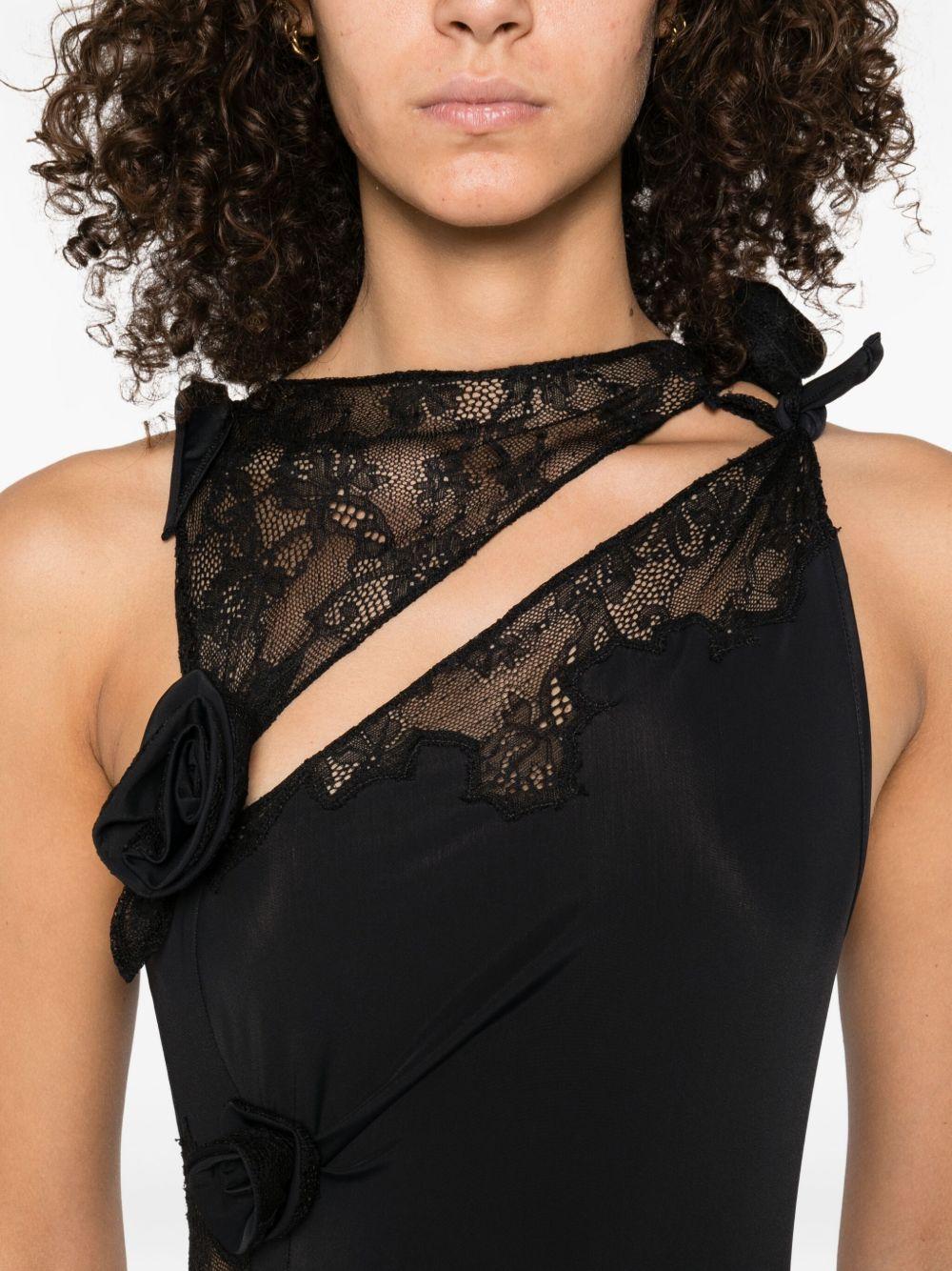 Abito lungo con decorazione in pizzo in nero Coperni - donna 