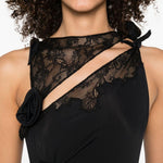 Abito lungo con decorazione in pizzo in nero Coperni - donna 