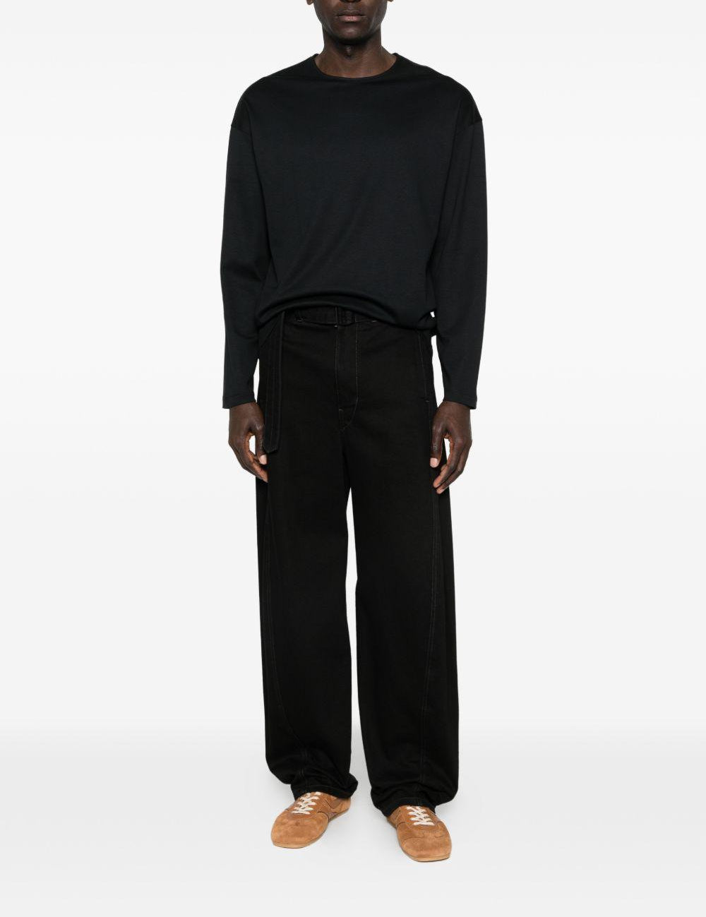 T-shirt a maniche lunghe in nero Lemaire - uomo 