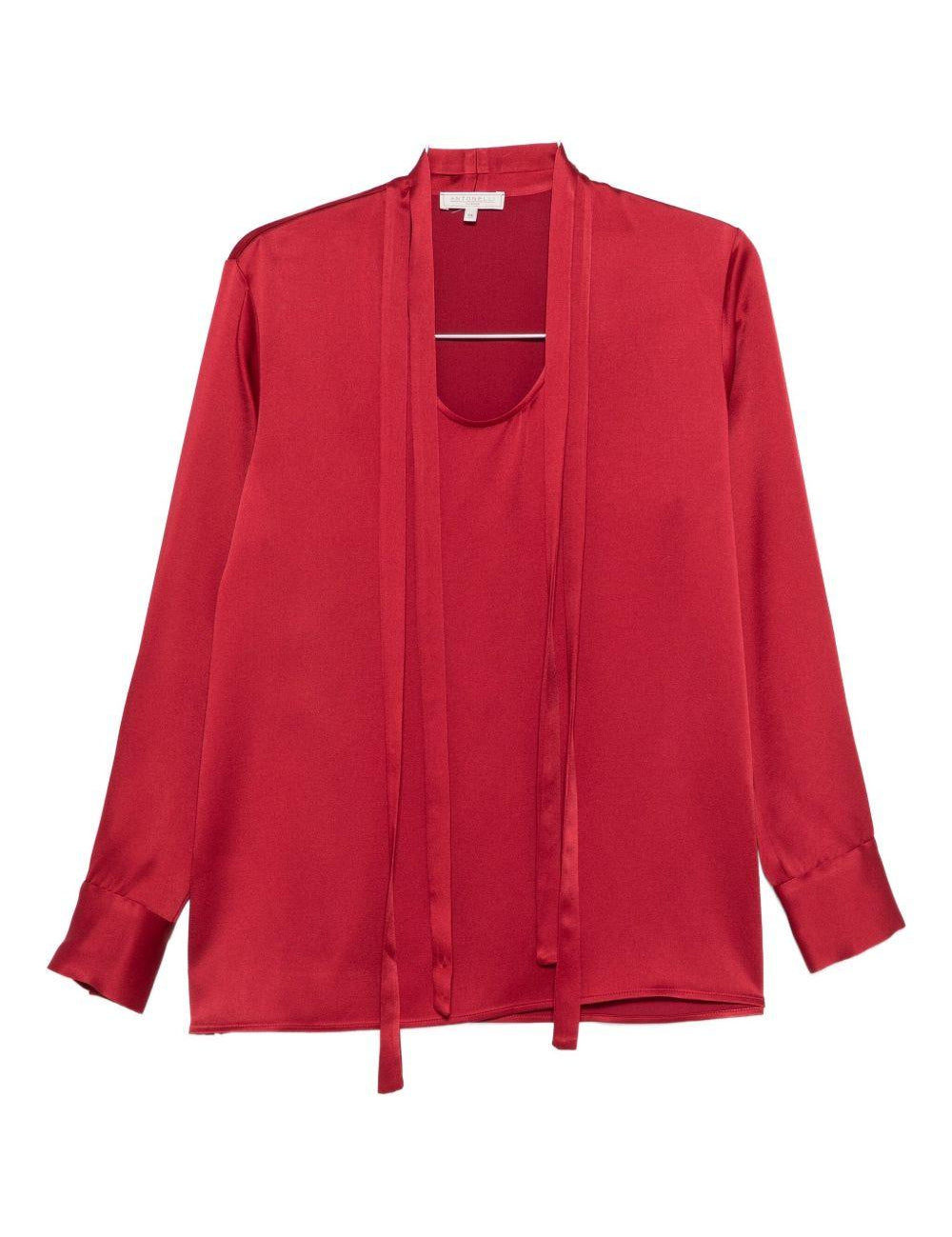 Blusa con collo lavallière in rosso Antonelli - donna 