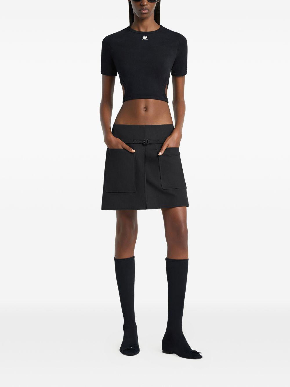 T-shirt con cut-out in nero Courrèges - donna 