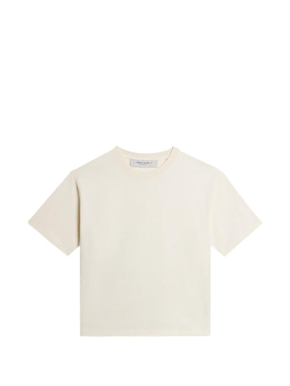 T-shirt goffrata in avorio Golden goose - donna 