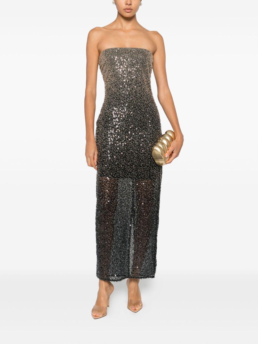 Abito midi con paillettes in nero Rotate - donna 