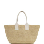 Borsa in raffia easy in beige e bianco Ganni - donna 