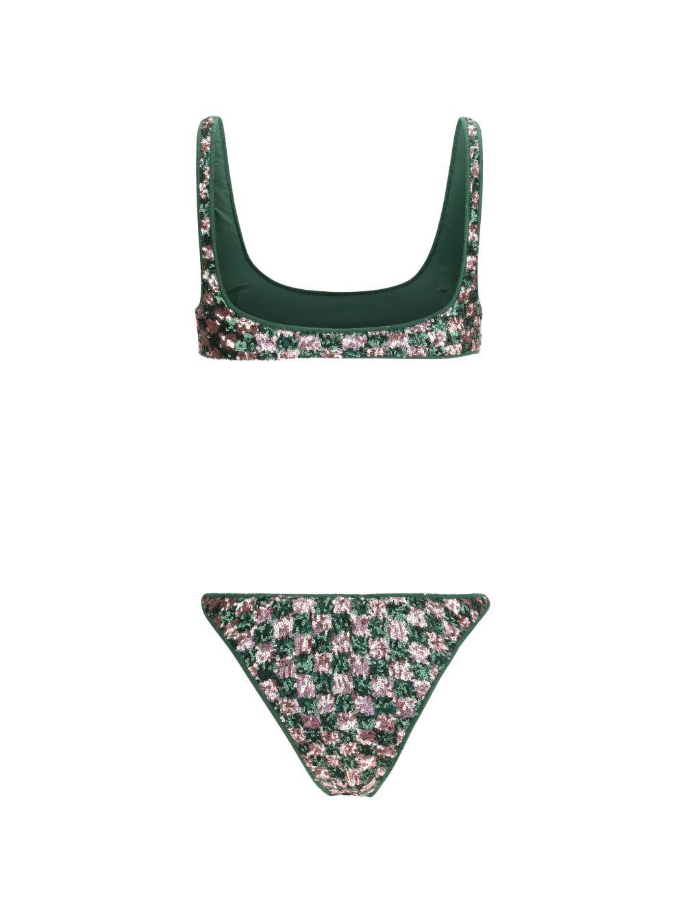 Bikini con paillettes in verde e rosa Oséree - donna 
