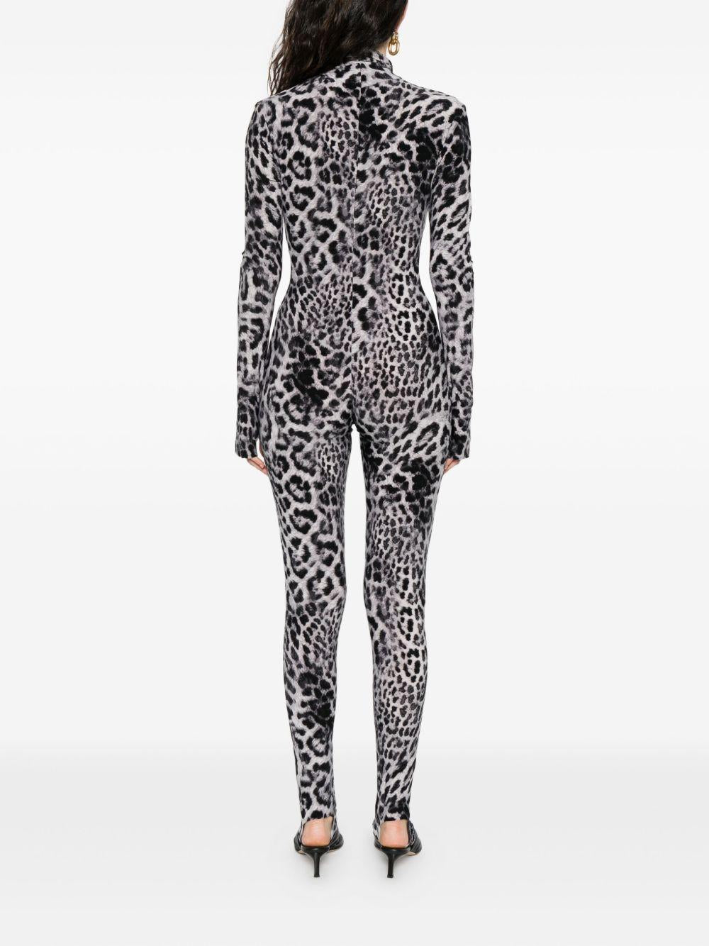 Tuta a collo alto con stampa leopardata in grigio Norma kamali - donna 