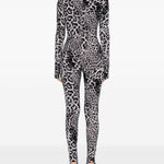 Tuta a collo alto con stampa leopardata in grigio Norma kamali - donna 