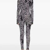 Tuta a collo alto con stampa leopardata in grigio Norma kamali - donna 