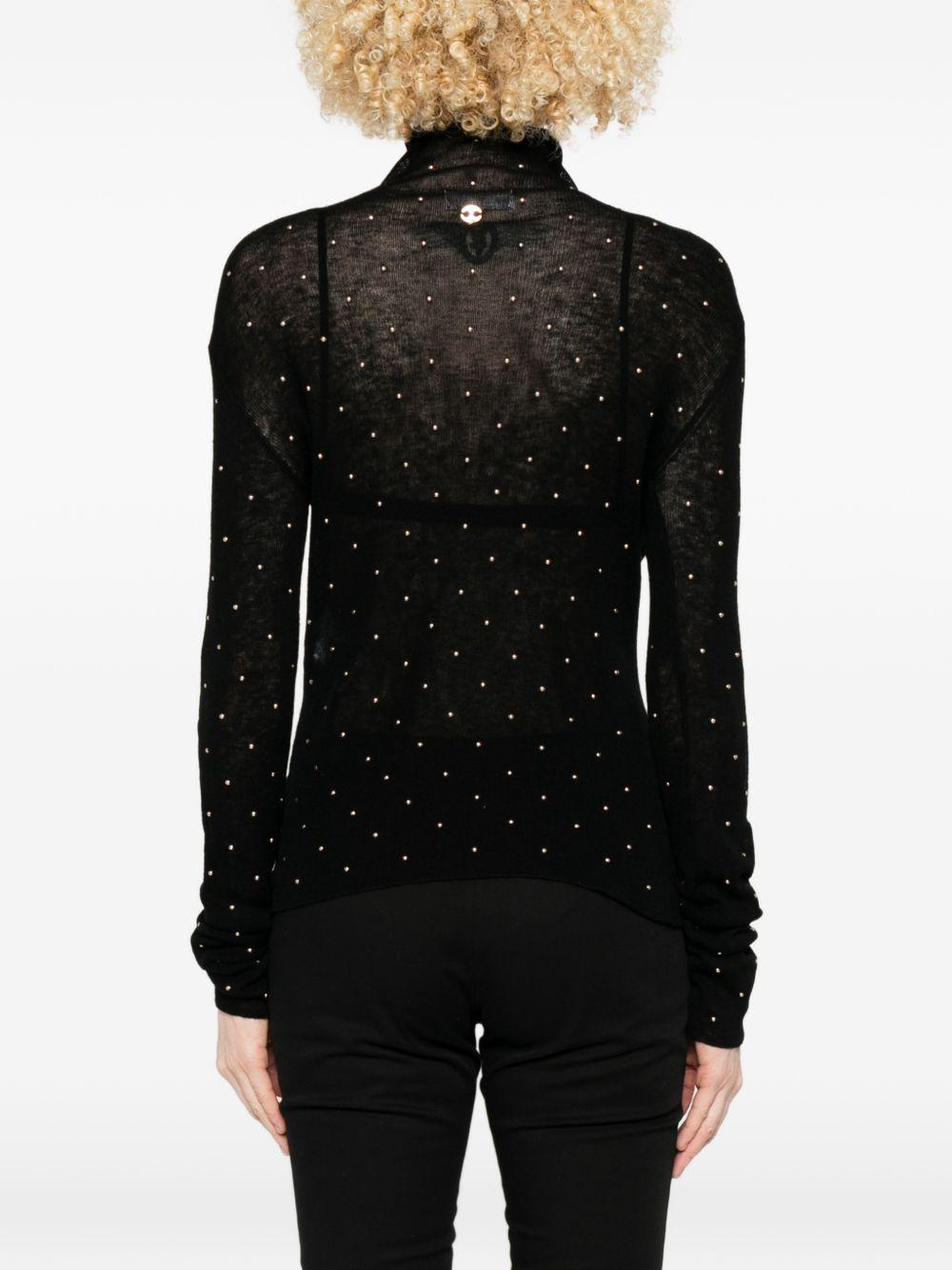 Maglione a collo alto con borchie in nero Rabanne - donna 