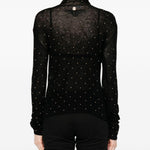 Maglione a collo alto con borchie in nero Rabanne - donna 
