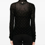 Maglione a collo alto con borchie in nero Rabanne - donna 