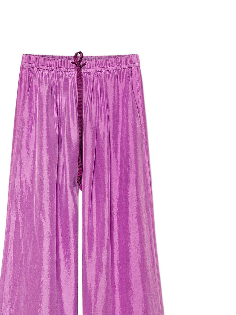 Pantaloni in seta Habotai con coulisse in viola Forte forte - donna 