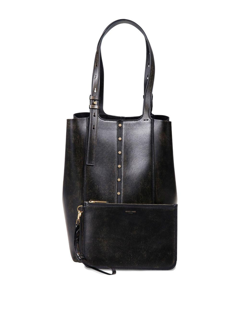 Borsa shopping 24.7 in pelle in nero Golden goose - donna 