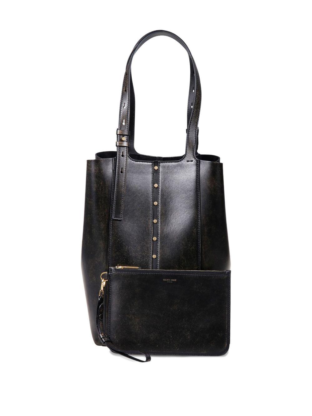 Borsa shopping 24.7 in pelle in nero Golden goose - donna 