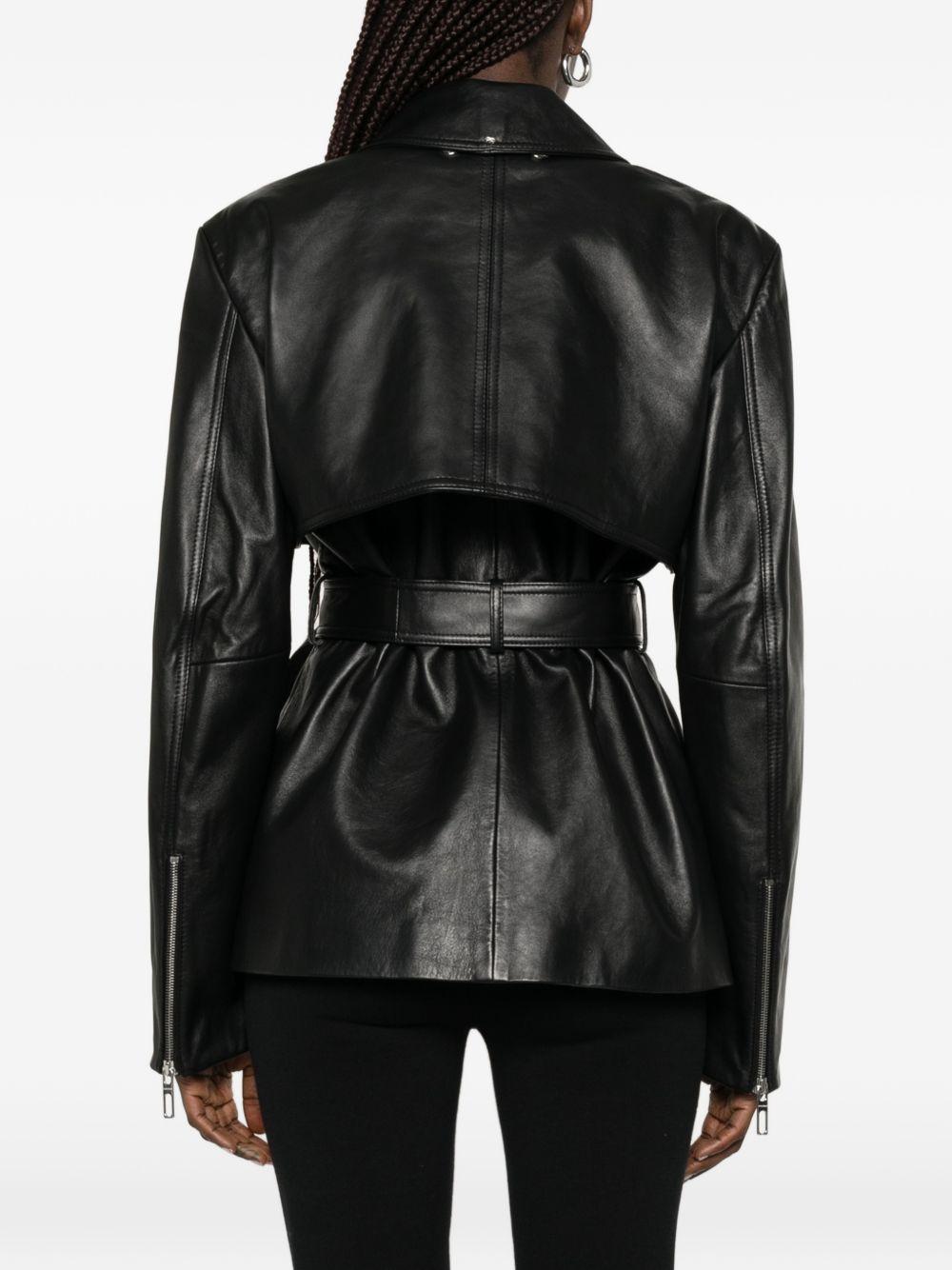 Giacca con cintura TENZONE  in pelle nero Sportmax - donna 