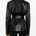 Giacca con cintura TENZONE  in pelle nero Sportmax - donna 