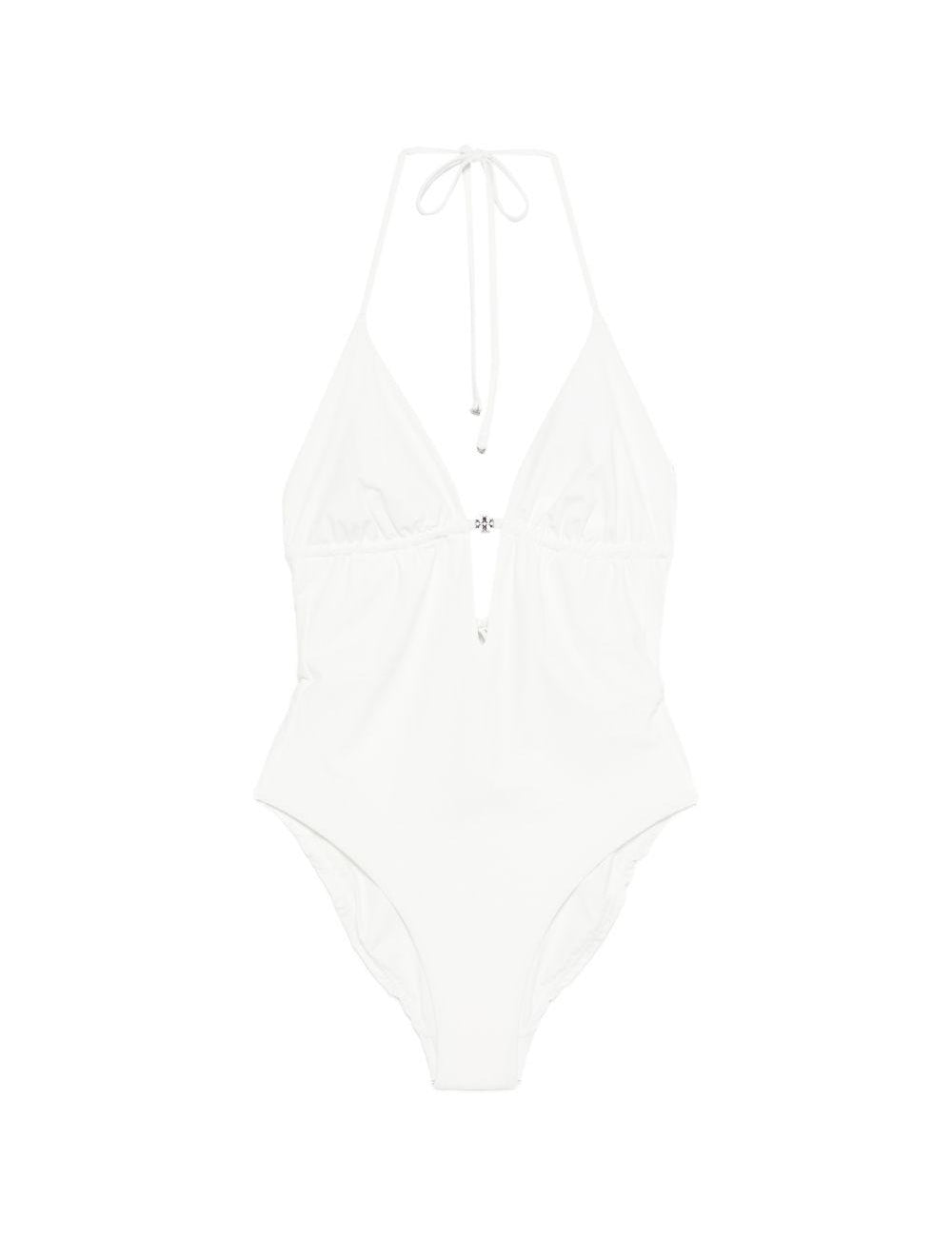Costume da bagno con targa logo in bianco Tory burch - donna 