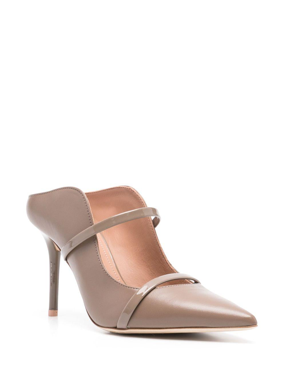 Mules Maureen 85 stiletto in nappa taupe 