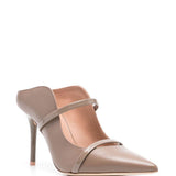 Mules Maureen 85 stiletto in nappa taupe 