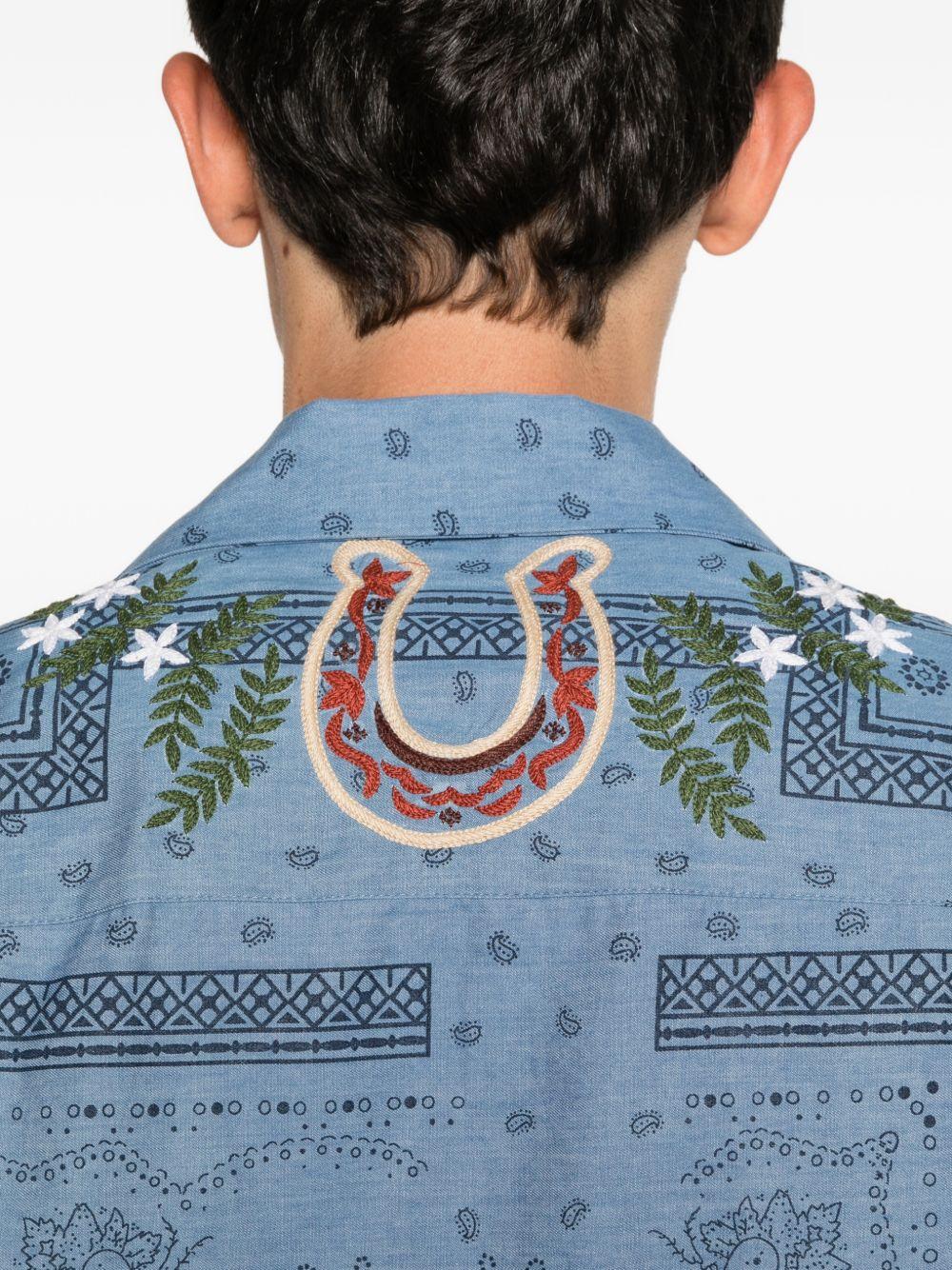 Camicia con motivo cavallo  in blu Baziszt - uomo 