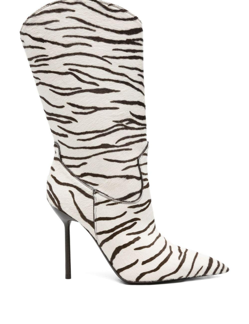 Stivali in pelle con stampa in bianco e nero Paris texas - donna 