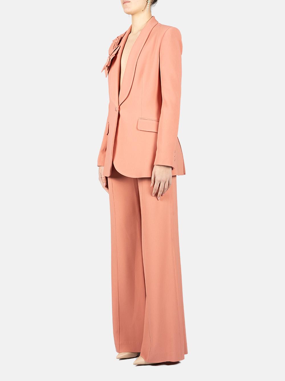 Pantaloni flared in cady a vita alta in rosa Elie Saab - donna 