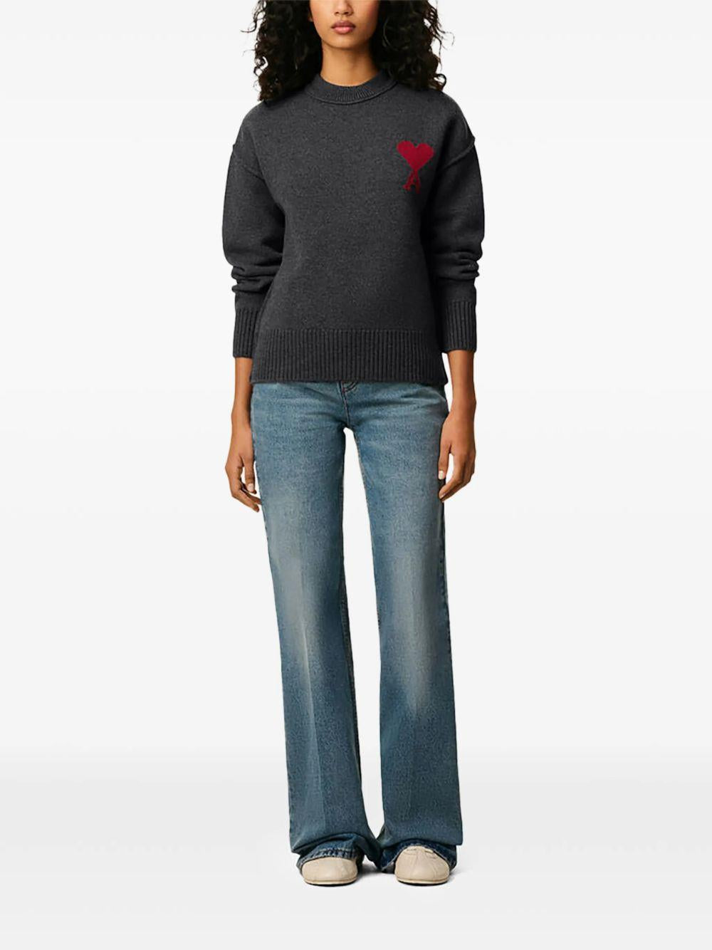 Maglione girocollo in grigio scuro Ami Paris - unisex 