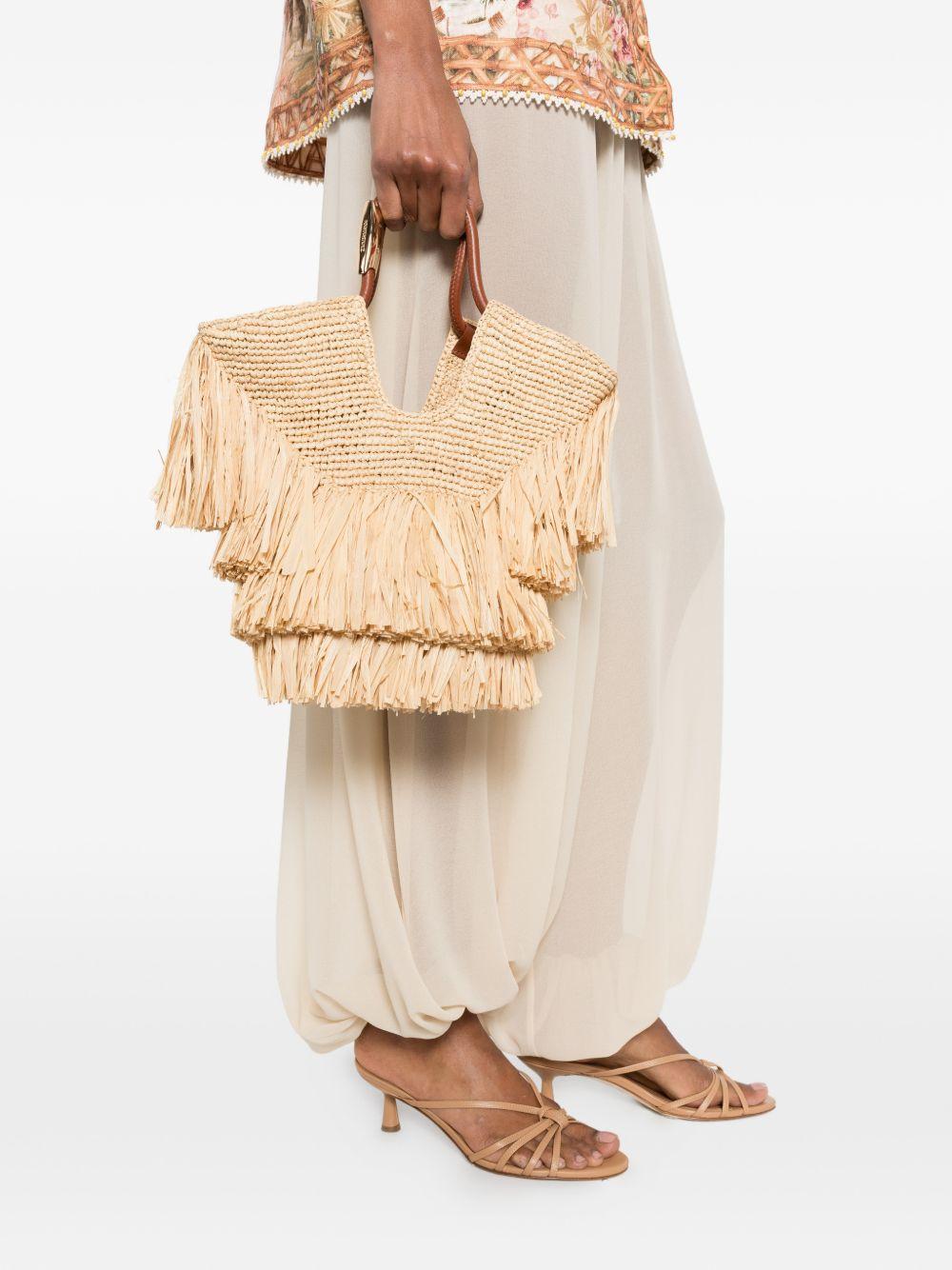 Borsa in raffia Goldentime in beige 