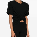T-shirt con nodo in nero 