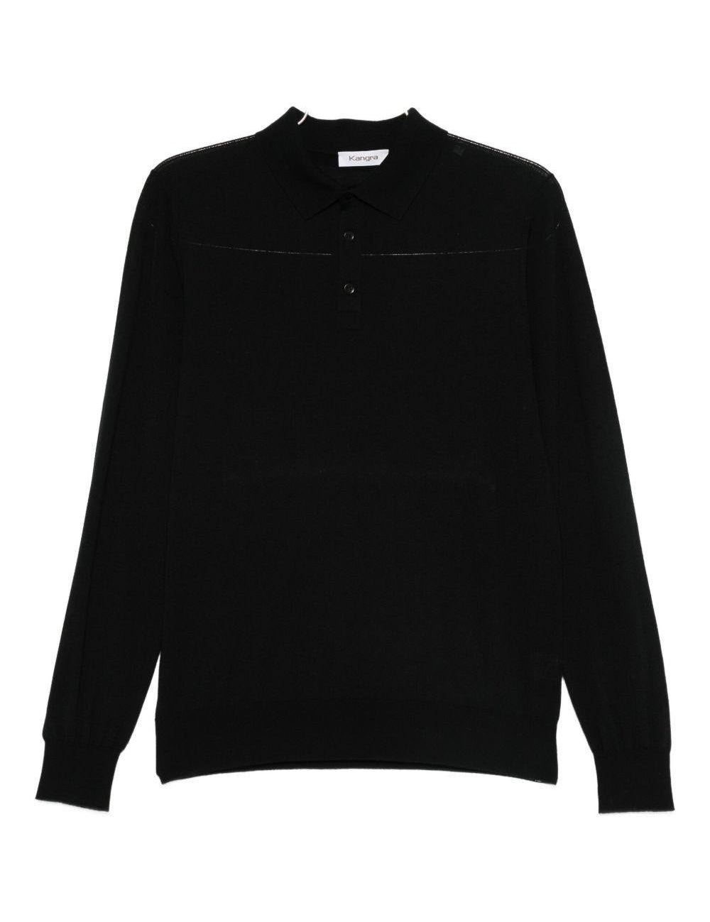 Maglione con colletto stile polo in nero Kangra - uomo 