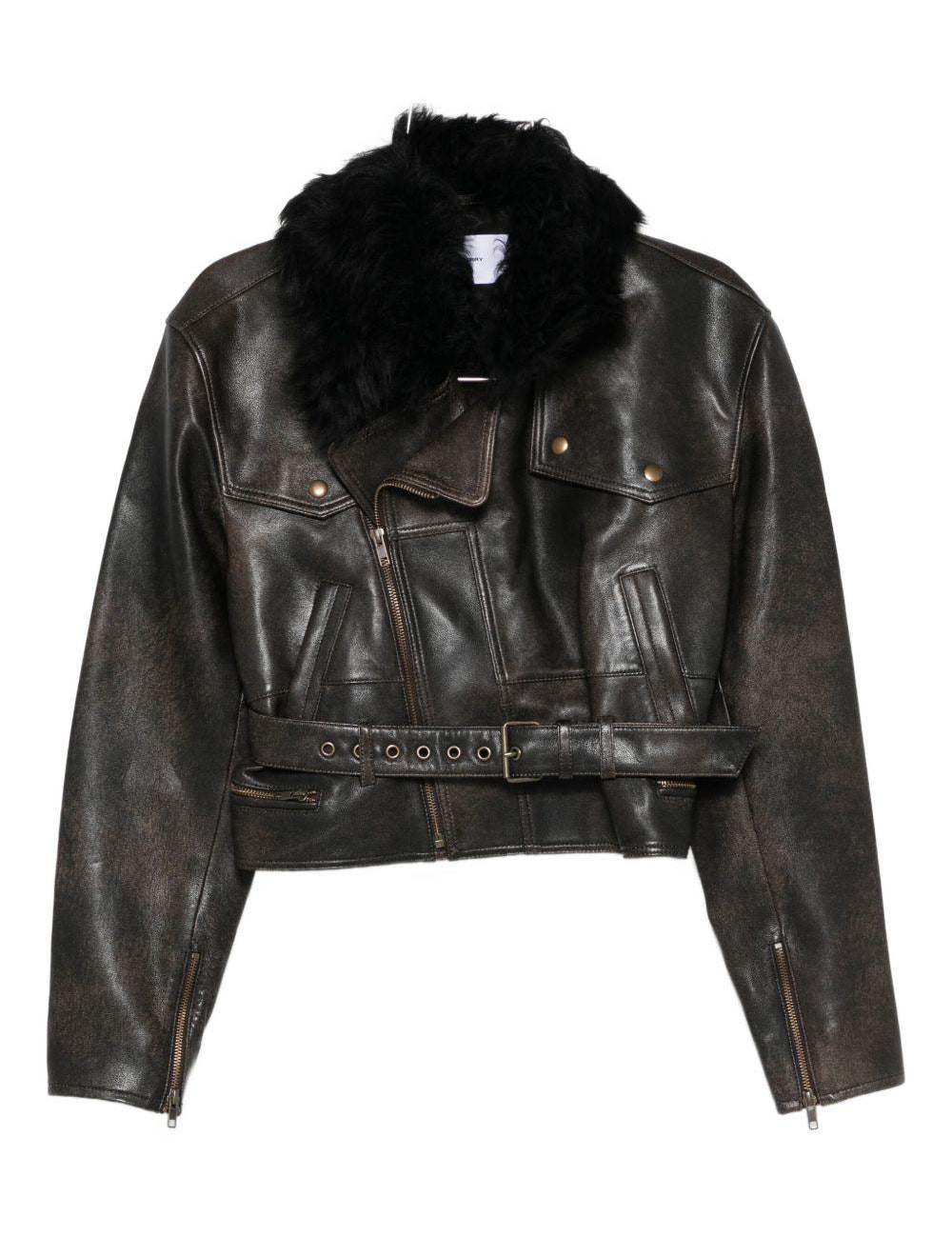 Giacca crop con collo in pelliccia in marrone Alex perry - donna 
