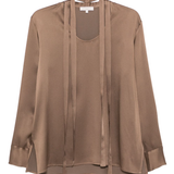 Blusa con collo lavallière iin marrone Antonelli - donna 