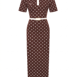 Abito midi polo a pois  in marrone Rowen Rose - donna 