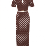 Abito midi polo a pois  in marrone Rowen Rose - donna 