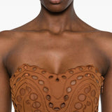 Top senza spalline ricamato KAI in marrone Charo ruiz ibiza 1989 - donna 