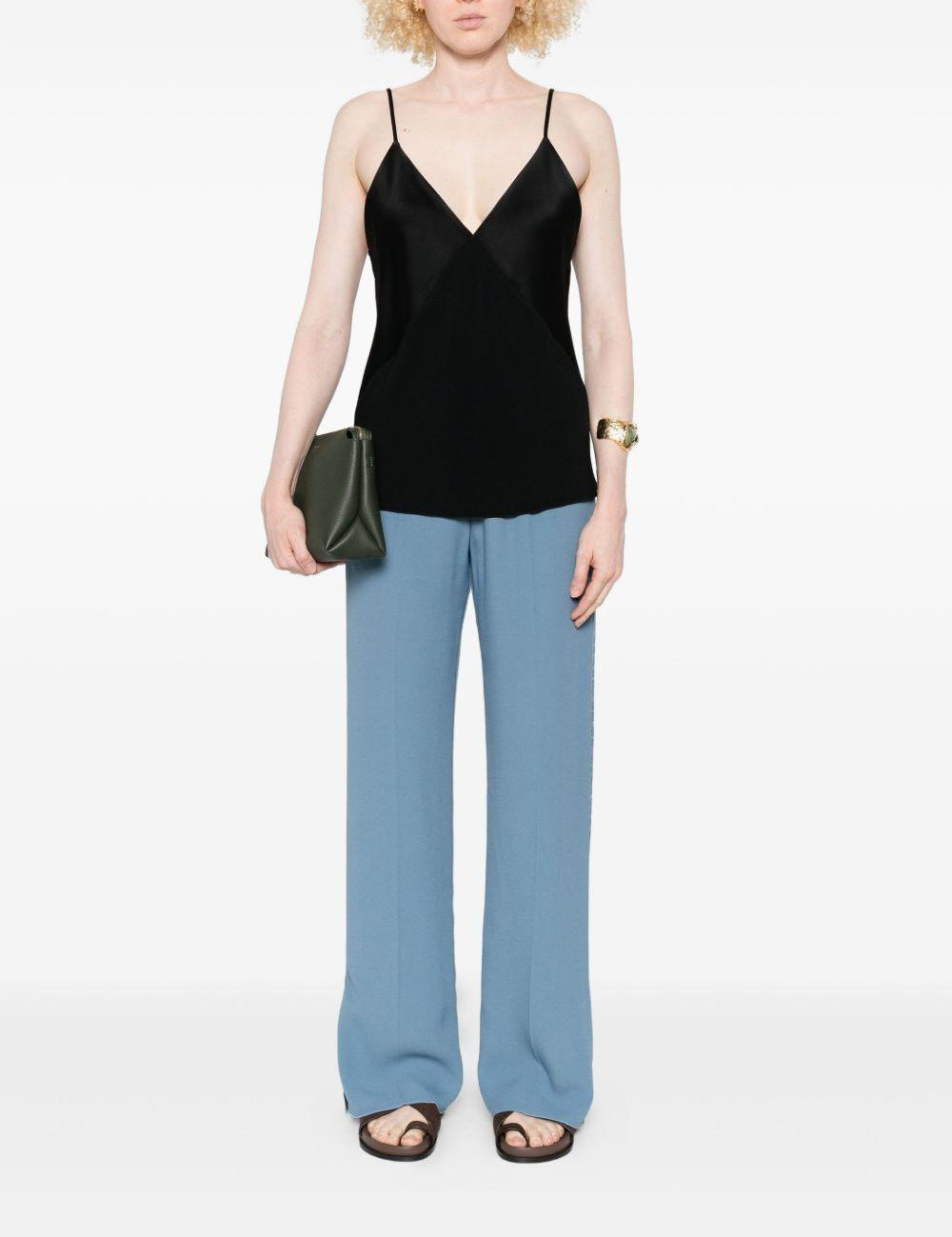 Top con scollo a v in nero Forte forte - donna 