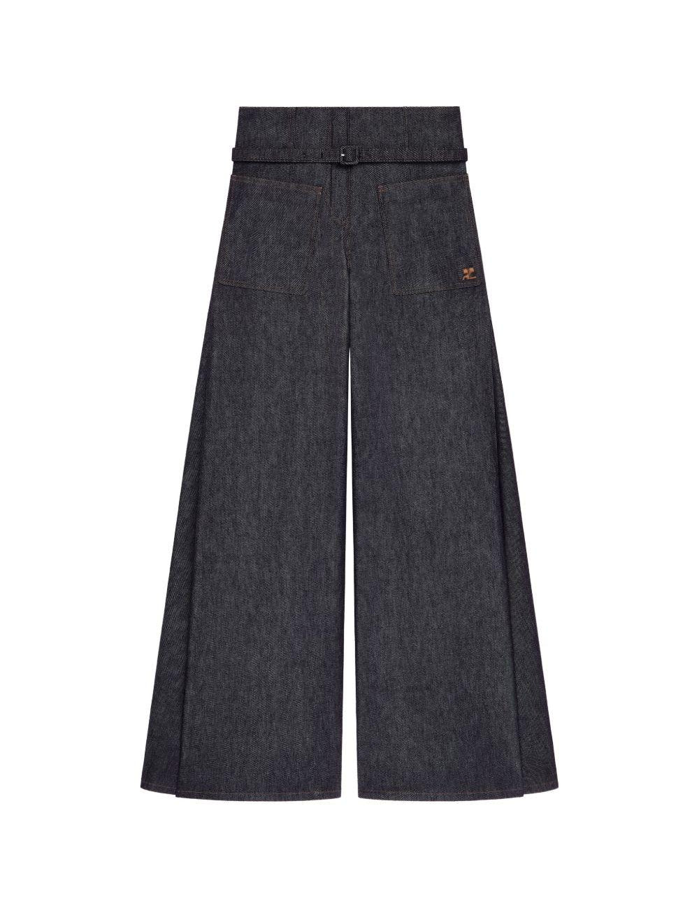 Pantaloni a palazzo con cintura in grigio Courrèges - donna 