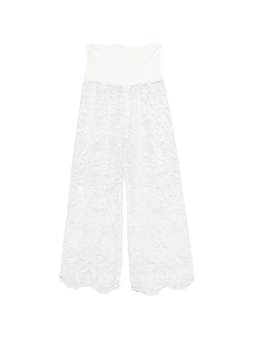 Pantaloni a gamba larga in pizzo in bianco Maurizio - donna 