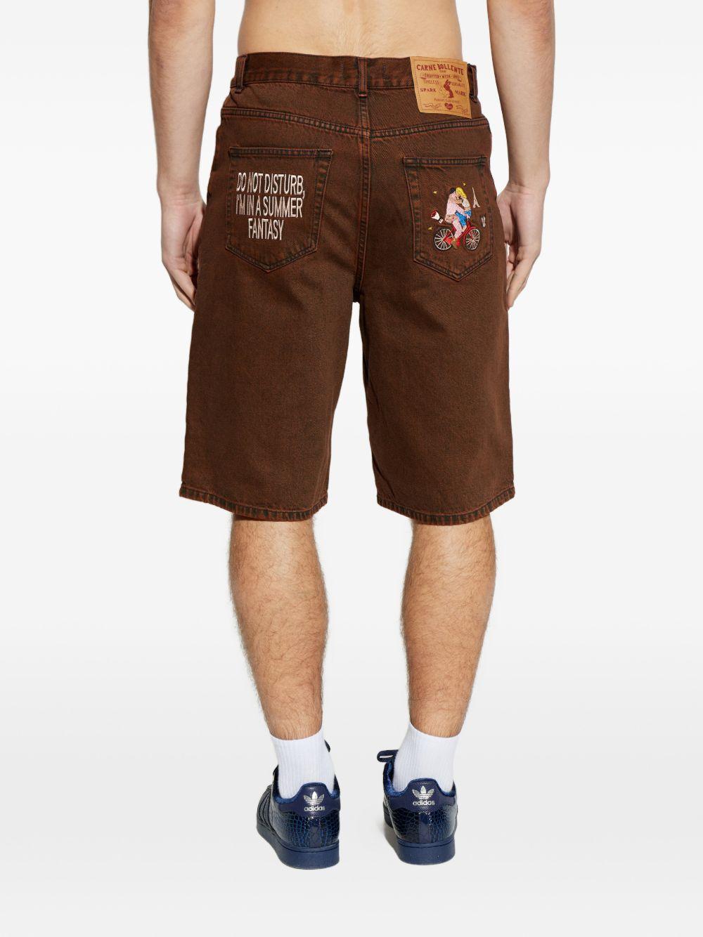 Shorts con ricamo in marrone Carne bollente - uomo 