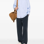 Camicia a righe corbino in celeste 