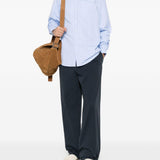 Camicia a righe corbino in celeste 