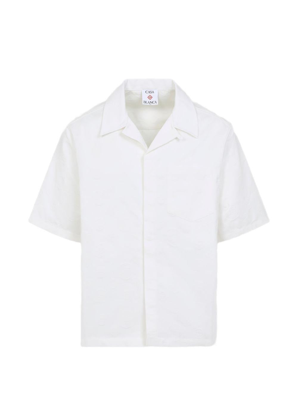 Camicia a mezza manica con stampa monogram in bianco Casablanca - uomo 