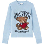Maglione con intarsio Teddy in blu Ganni - donna 