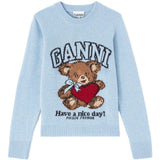 Maglione con intarsio Teddy in blu Ganni - donna 
