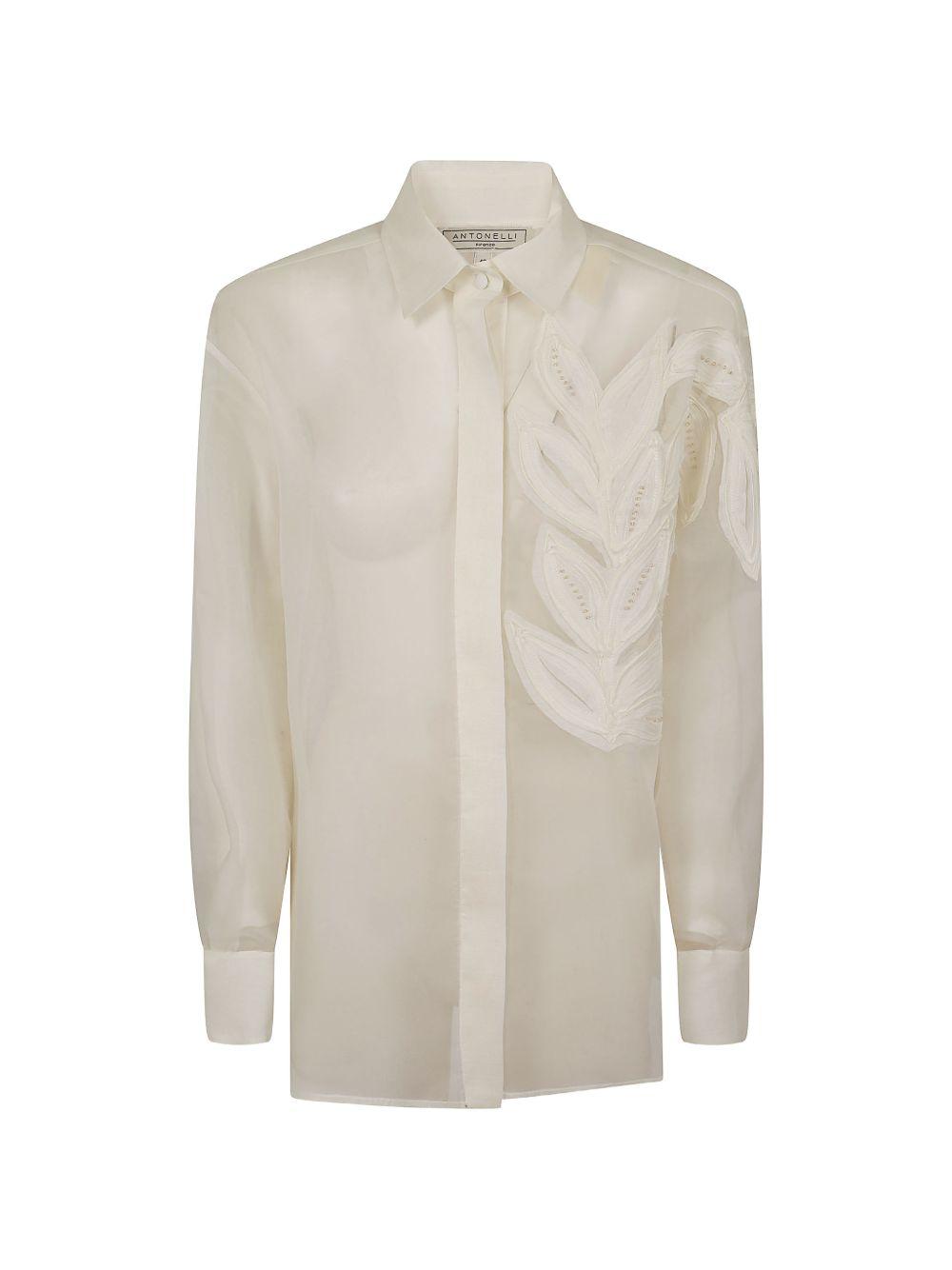 Camicia Alessandra con applicazione di foglia in bianco Antonelli - donna 