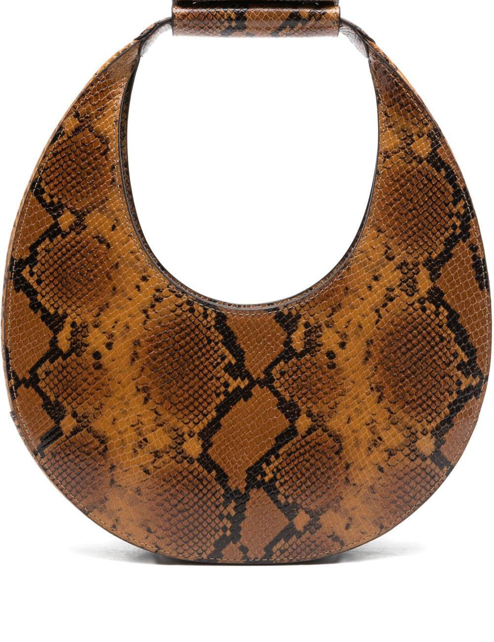 Borsa Moon con effetto pelle di serpente in marrone Staud - donna 