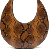 Borsa Moon con effetto pelle di serpente in marrone Staud - donna 